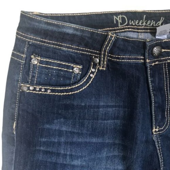 ND Weekend Bootcut Denim Jean Size 16 Rhinestone Sequin Bling NWOT Y2K 36x33 - Picture 5 of 11